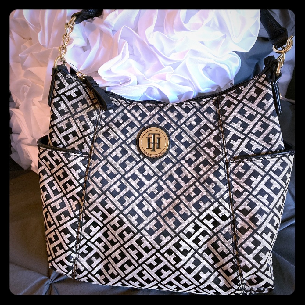Tommy Hilfiger Black and Tan handbag